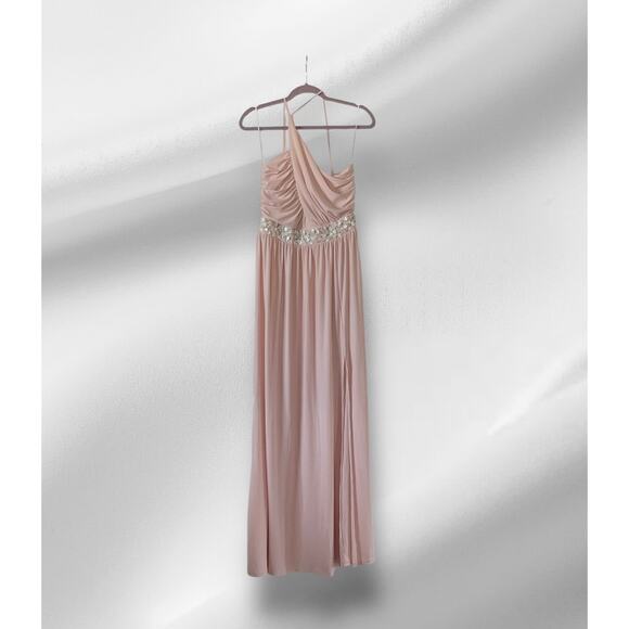 NWT ASOS Bridesmaid tulle one shoulder maxi dress in pink Size 10 - Picture 1 of 11